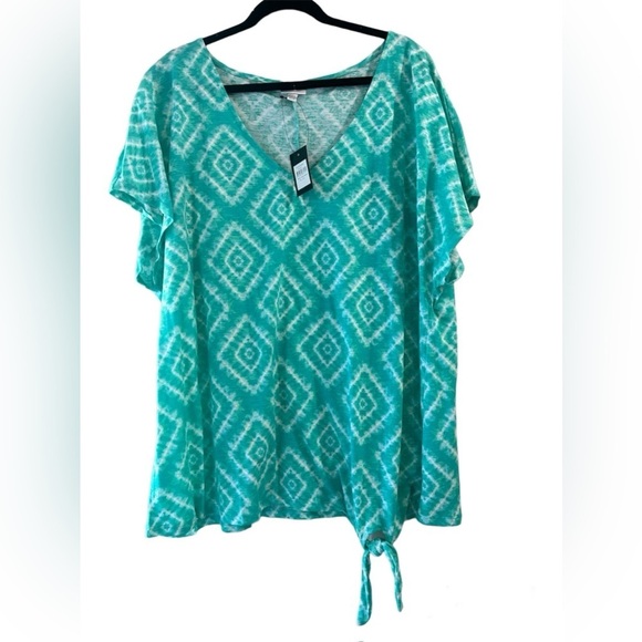 Avenue Anya Tie Front Top - Green Tie Dye Size 22/24 - Picture 3 of 6